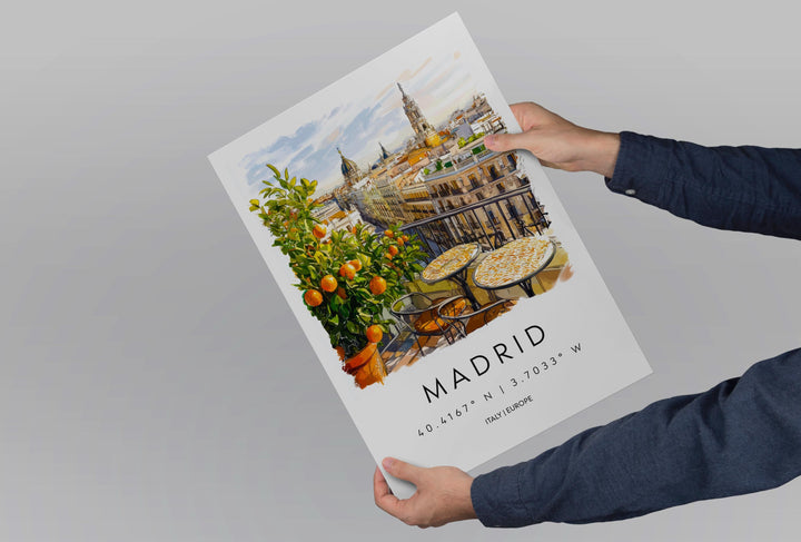 Madrid Watercolor Poster Madrid Travel Print Madrid Wall Art Madrid Cityscape Painting Madrid Souvenir Spain Decor