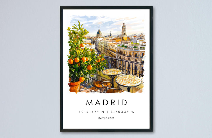 Madrid Watercolor Poster Madrid Travel Print Madrid Wall Art Madrid Cityscape Painting Madrid Souvenir Spain Decor