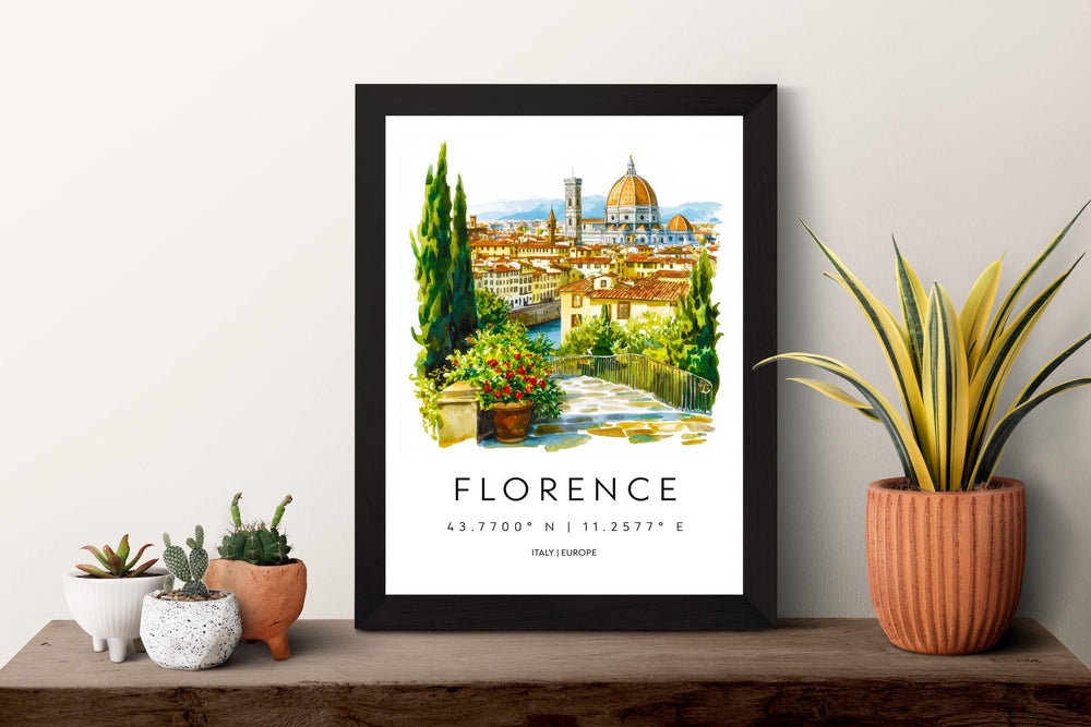 Florence Watercolor Poster Florence Travel Print Florence Wall Art Florence Cityscape Painting Florence Souvenir Italy Decor
