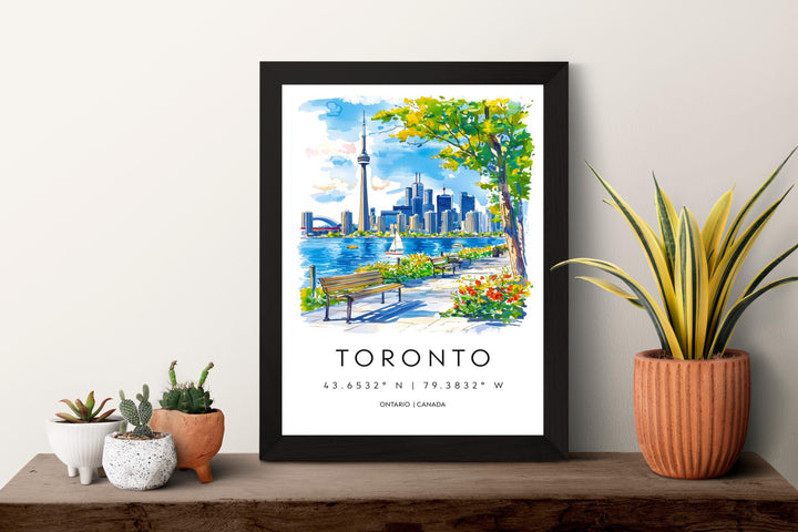 Toronto Watercolor Poster Toronto Travel Print Toronto Wall Art Toronto Cityscape Painting Toronto Souvenir Canada Decor