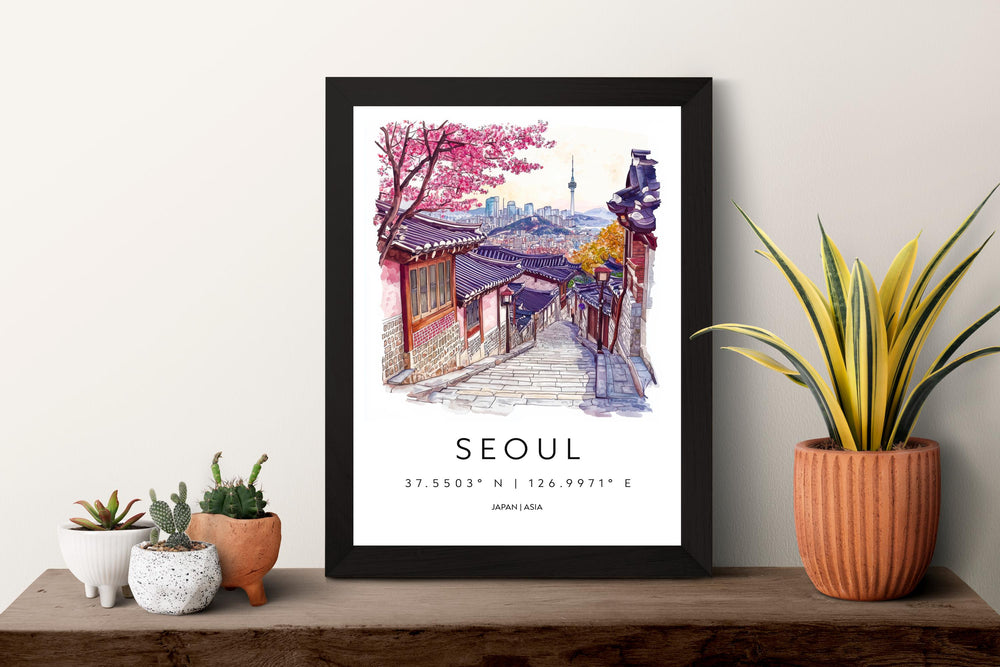 Seoul Watercolor Poster Seoul Travel Print Seoul Wall Art Seoul Cityscape Painting Seoul Souvenir South Korea Decor