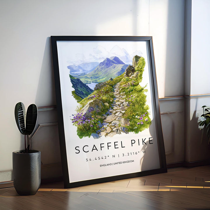 Scafell Pike Watercolor Poster Scafell Pike Travel Print Scafell Pike Wall Art Scafell Pike Landscape Painting Scafell Pike Souvenir UK Deco