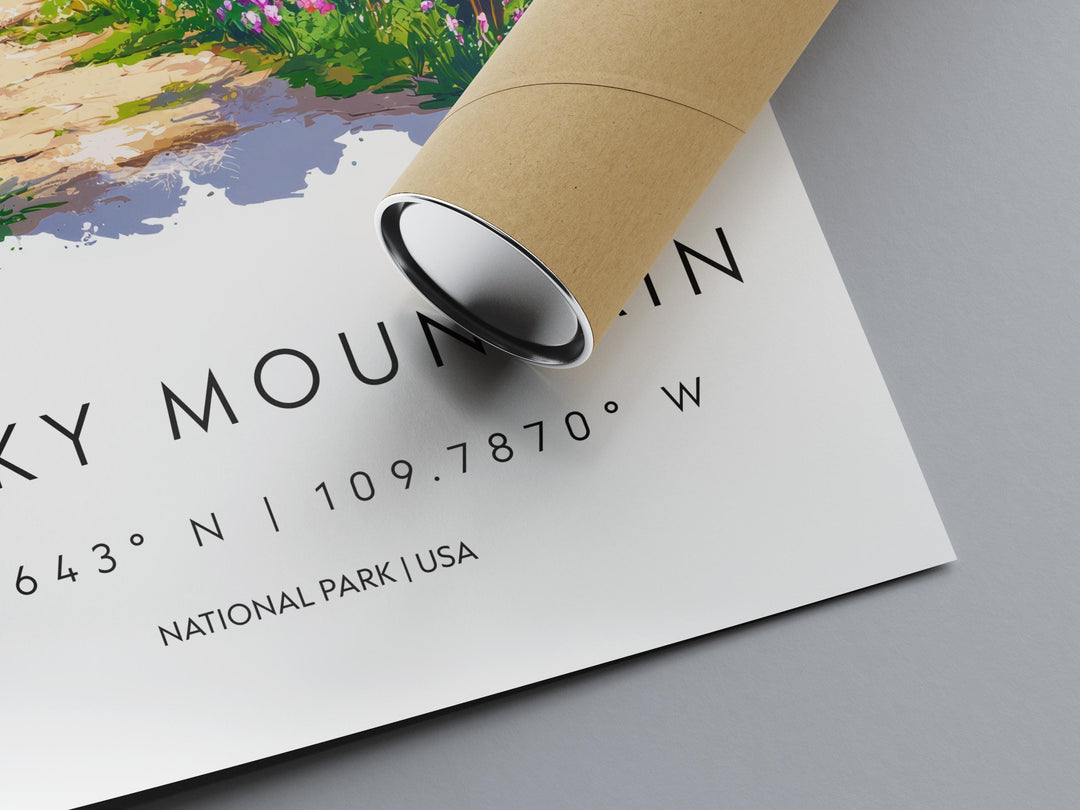 Rocky Mountain Watercolor Poster Rocky Mountain Travel Print Rocky Mountain Wall Art Rocky Mountain Landscape Painting Rocky Mountain USA