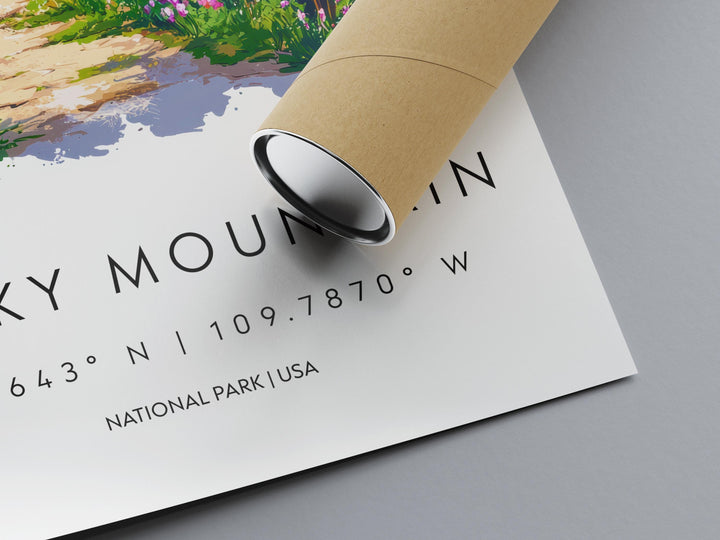 Rocky Mountain Watercolor Poster Rocky Mountain Travel Print Rocky Mountain Wall Art Rocky Mountain Landscape Painting Rocky Mountain USA