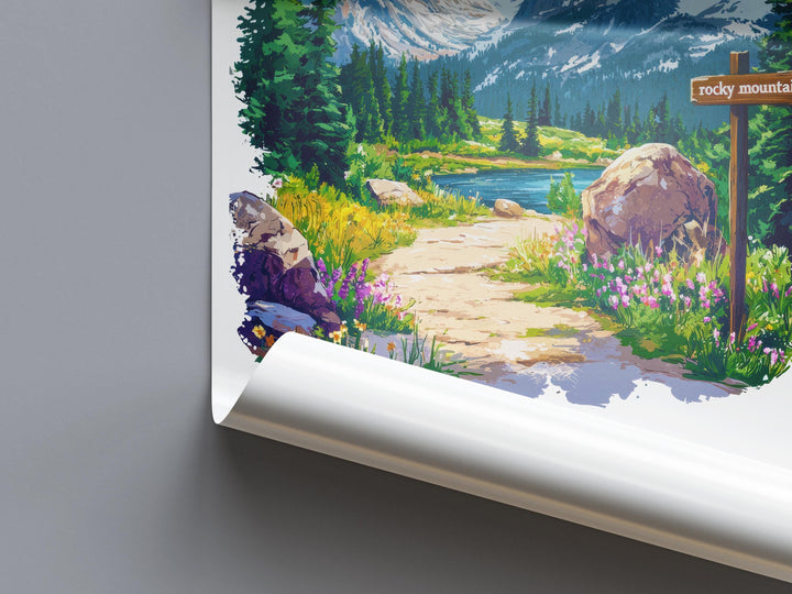 Rocky Mountain Watercolor Poster Rocky Mountain Travel Print Rocky Mountain Wall Art Rocky Mountain Landscape Painting Rocky Mountain USA
