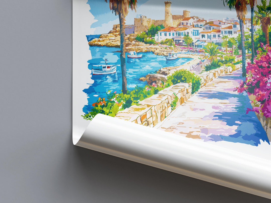 Paphos Watercolor Poster Paphos Travel Print Paphos Wall Art Paphos Cityscape Painting Paphos Souvenir Cyprus Island Decor