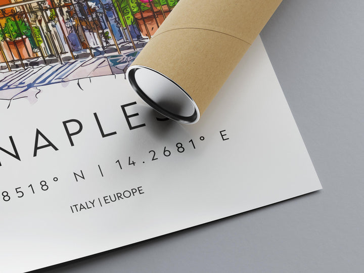 Naples Watercolor Poster Naples Travel Print Naples Wall Art Naples Cityscape Painting Naples Souvenir Italy Decor