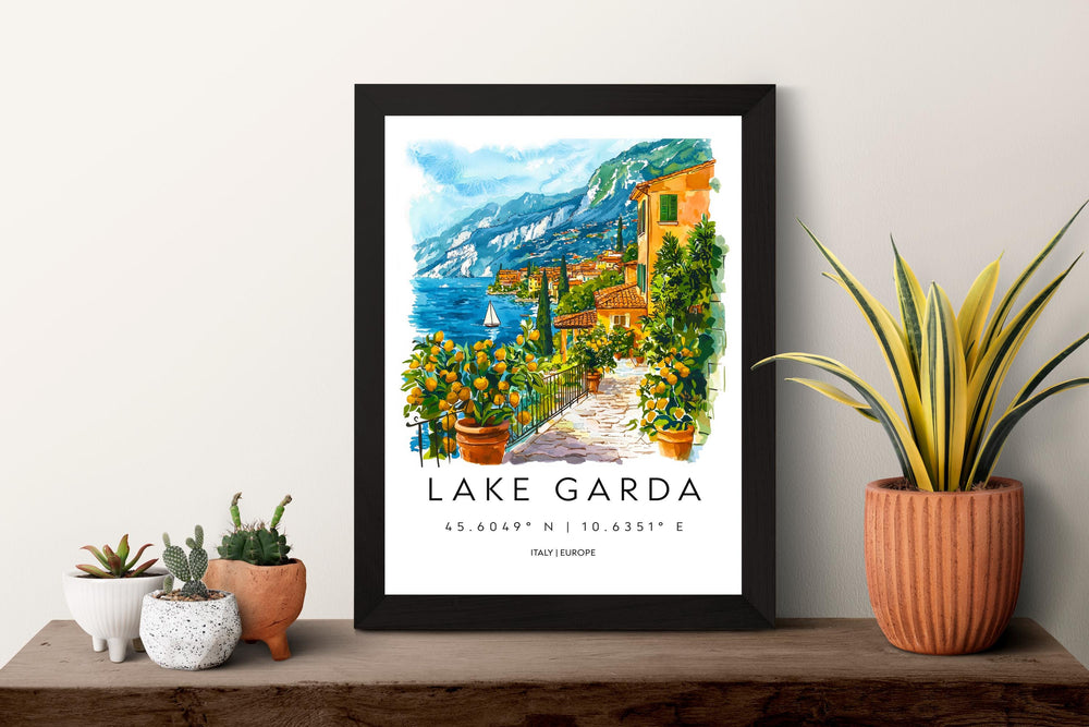 Lake Garda Watercolor Poster Lake Garda Travel Print Lake Garda Wall Art Lake Garda Landscape Painting Lake Garda Souvenir Italy Decor