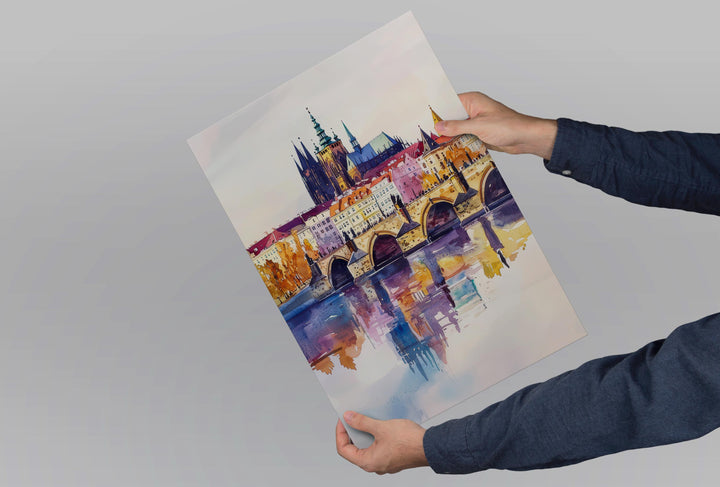 Prague Watercolor Poster Prague Travel Print Prague Wall Art Prague Cityscape Painting Prague Souvenir Czech Republic Decor