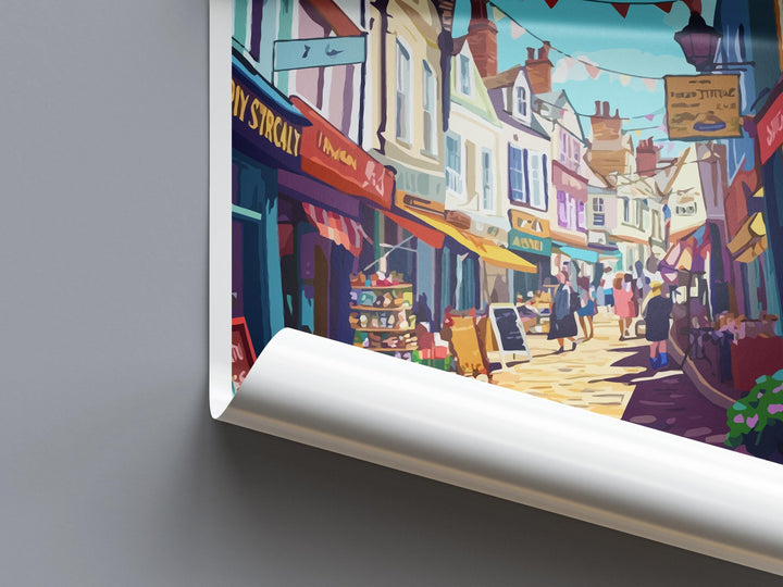 Hastings Travel Poster England Wall Art Coastal Town Print Seaside Landscape Illustration East Sussex Decor Hastings Gift Souvenir