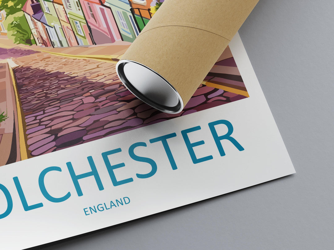 Colchester Travel Poster England Wall Art Historic Town Print Castle View Illustration Roman Heritage Decor Colchester Gift Souvenir