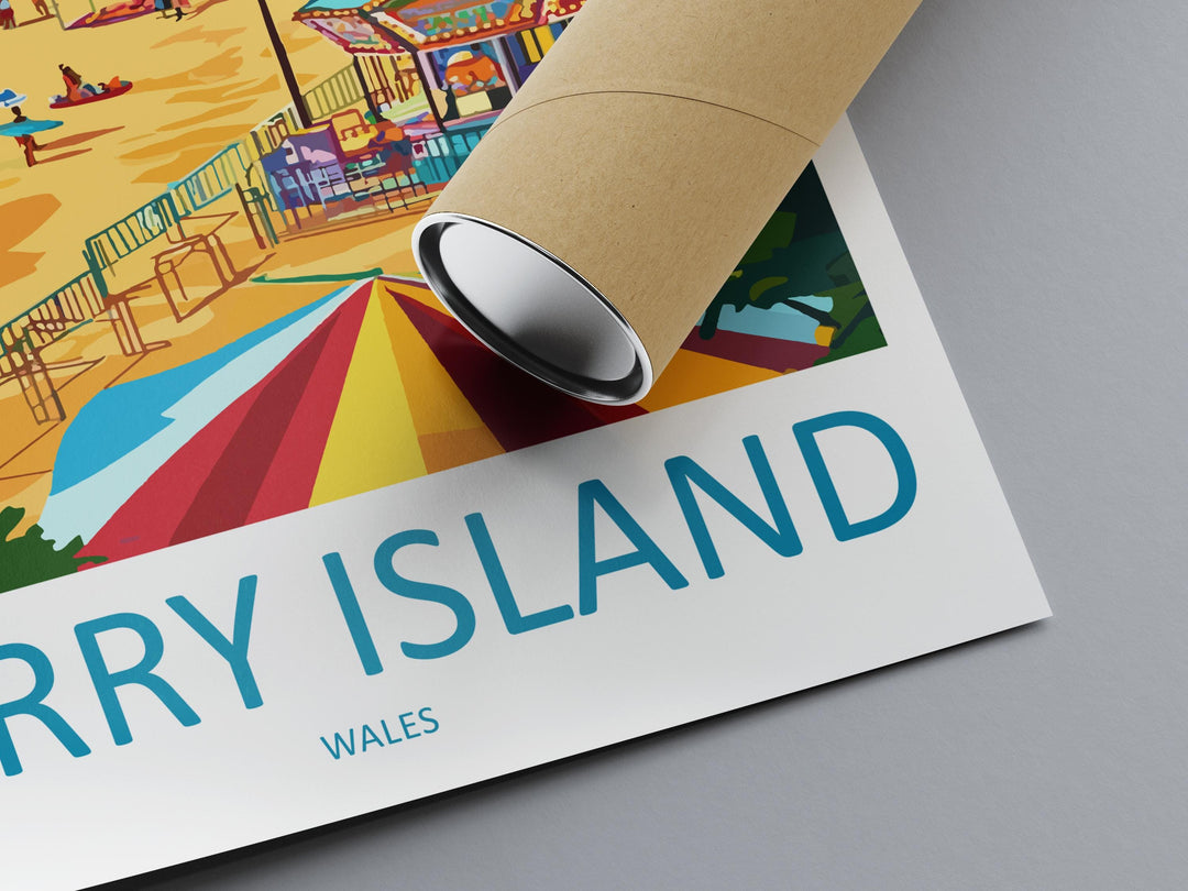 Barry Island Travel Poster Wales Wall Art Seaside Town Print Beachfront Illustration Coastal Decor Barry Gift Souvenir Scene