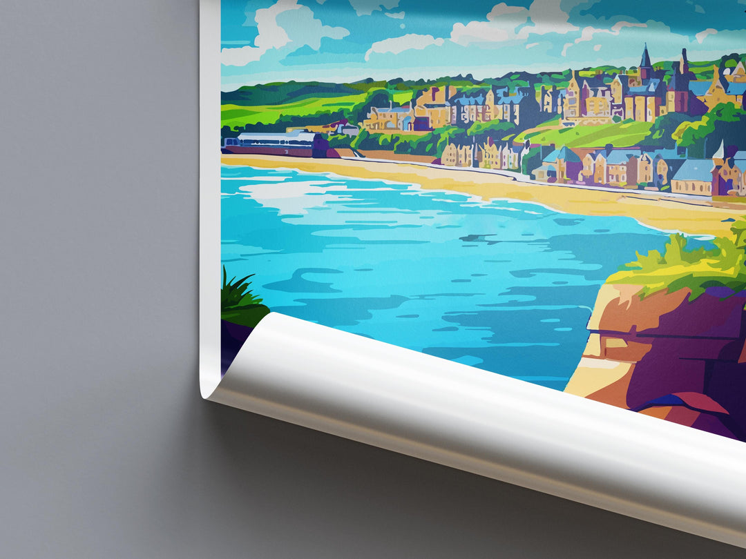 Bangor Travel Poster Wales Wall Art Coastal Town Print Pier View Illustration Menai Strait Decor Bangor City Gift Souvenir Scene