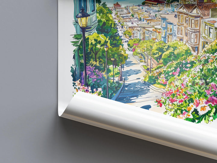 San Francisco Watercolor Poster San Francisco Travel Print California Wall Art Cityscape Painting SF Souvenir Decor