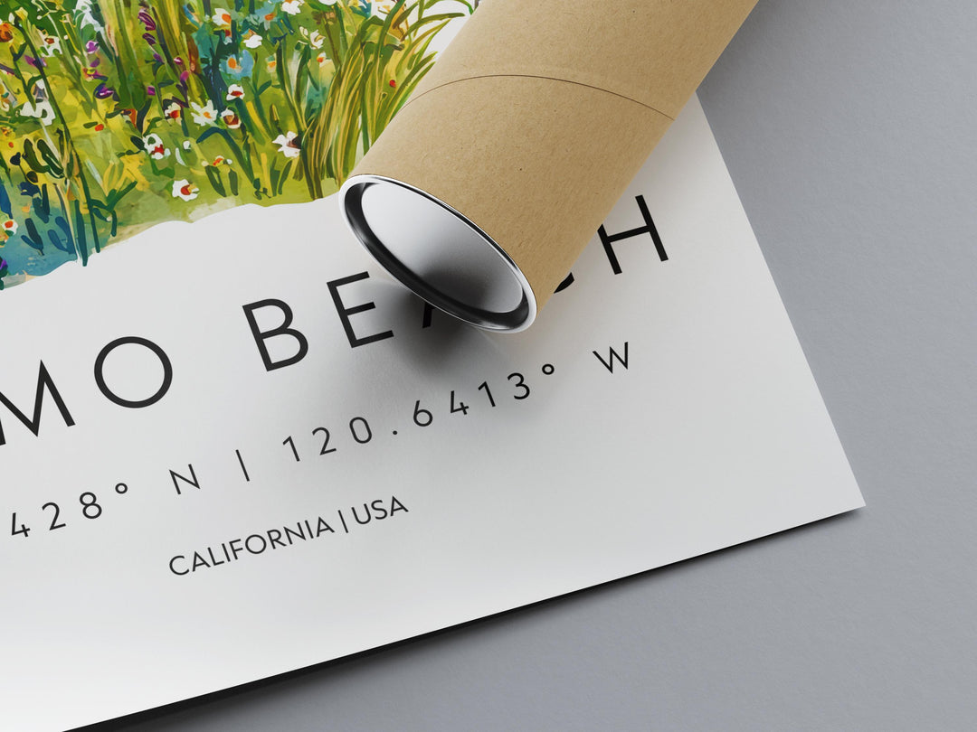 Pismo Beach Watercolor Poster Pismo Beach Travel Print California Wall Art Ocean Painting Pismo Beach Souvenir Decor