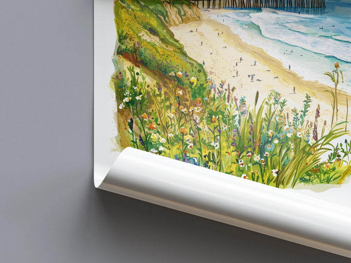 Pismo Beach Watercolor Poster Pismo Beach Travel Print California Wall Art Ocean Painting Pismo Beach Souvenir Decor