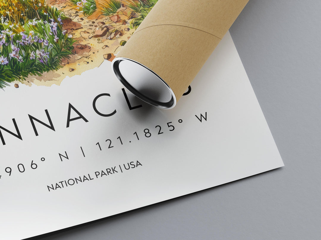 Pinnacles Watercolor Poster Pinnacles Travel Print National Park Wall Art California Painting Pinnacles Souvenir Decor