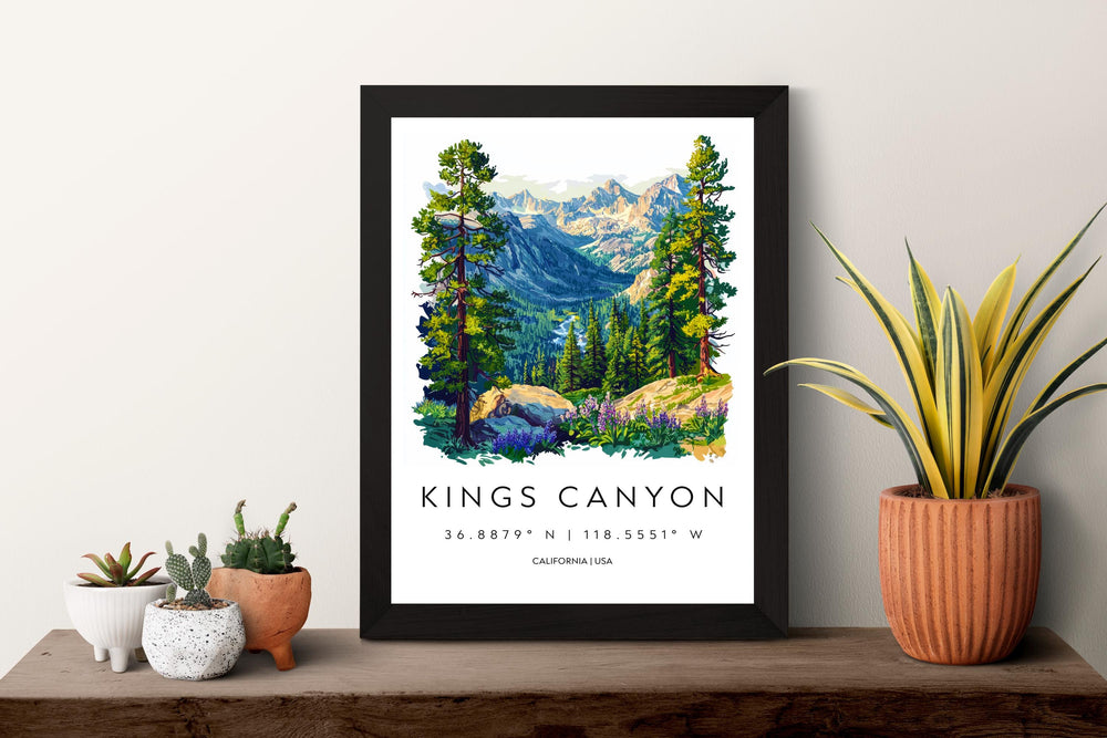 Kings Canyon Watercolor Poster Kings Canyon Travel Print National Park Wall Art Nature Painting Kings Canyon Decor