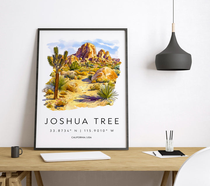 Joshua Tree Watercolor Poster Joshua Tree Travel Print National Park Wall Art Desert Painting Joshua Tree Decor