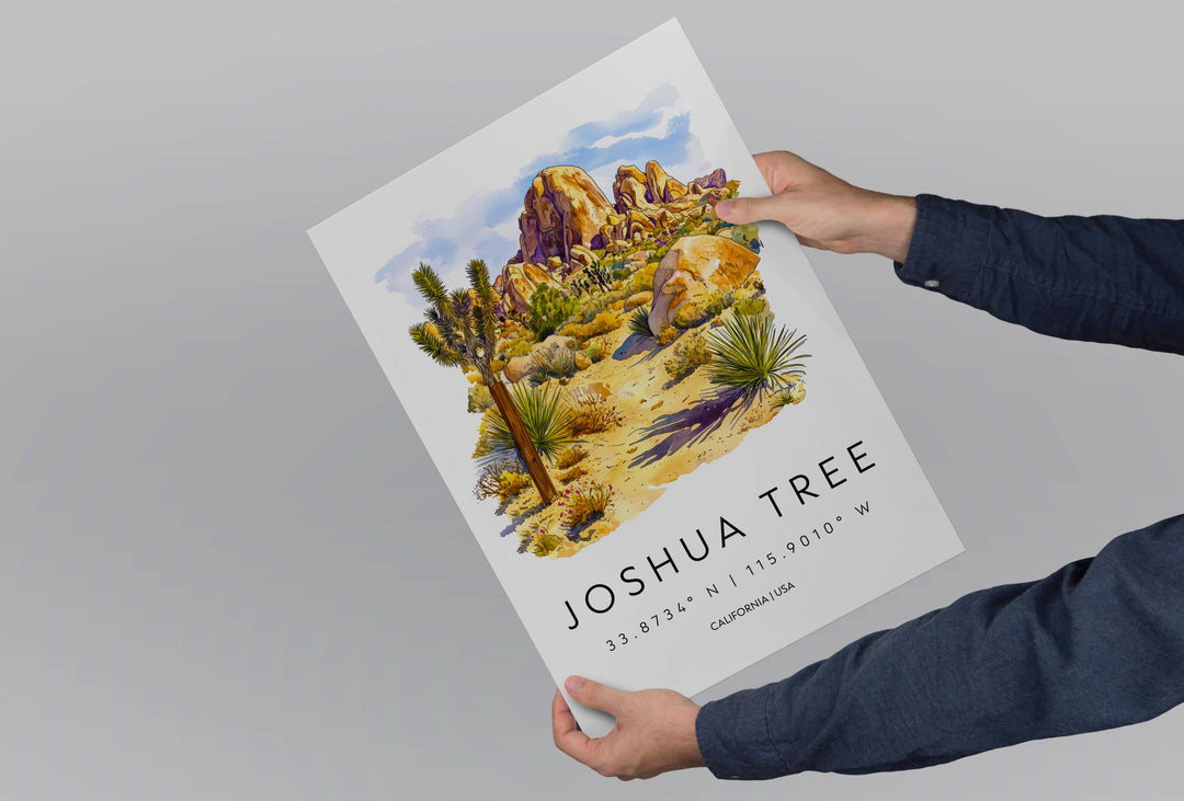 Joshua Tree Watercolor Poster Joshua Tree Travel Print National Park Wall Art Desert Painting Joshua Tree Decor