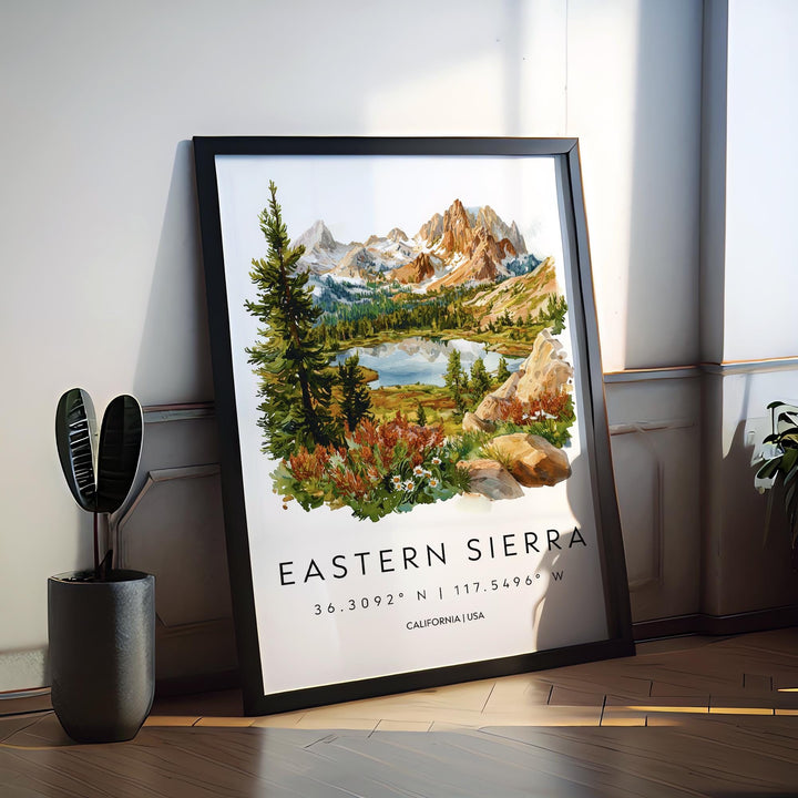 Eastern Sierra Watercolor Poster Eastern Sierra Travel Print Mountain Wall Art California Painting Sierra Decor
