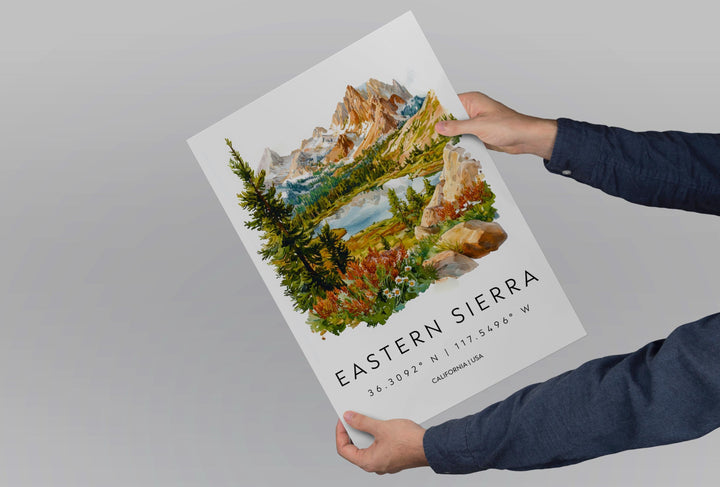Eastern Sierra Watercolor Poster Eastern Sierra Travel Print Mountain Wall Art California Painting Sierra Decor
