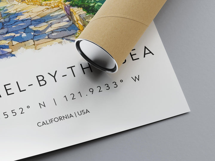 Carmel-by-the-Sea Watercolor Poster Carmel Travel Print California Coast Art Ocean Painting Carmel-by-the-Sea Decor