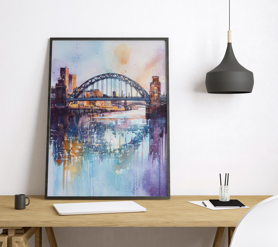 Newcastle Watercolor Poster Newcastle Travel Print Newcastle Wall Art Newcastle Cityscape Painting Newcastle Souvenir UK Decor