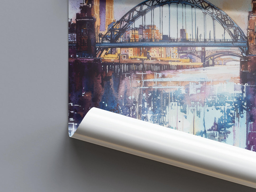 Newcastle Watercolor Poster Newcastle Travel Print Newcastle Wall Art Newcastle Cityscape Painting Newcastle Souvenir UK Decor