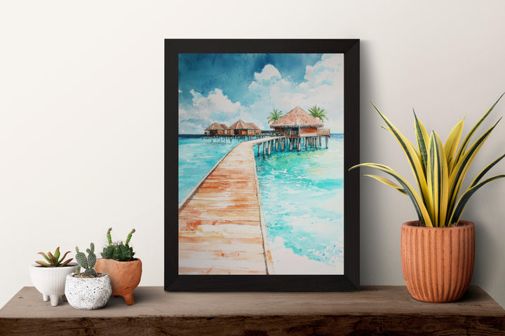 Maldives Watercolor Poster Maldives Travel Print Maldives Wall Art Maldives Island Painting Maldives Souvenir Tropical Decor