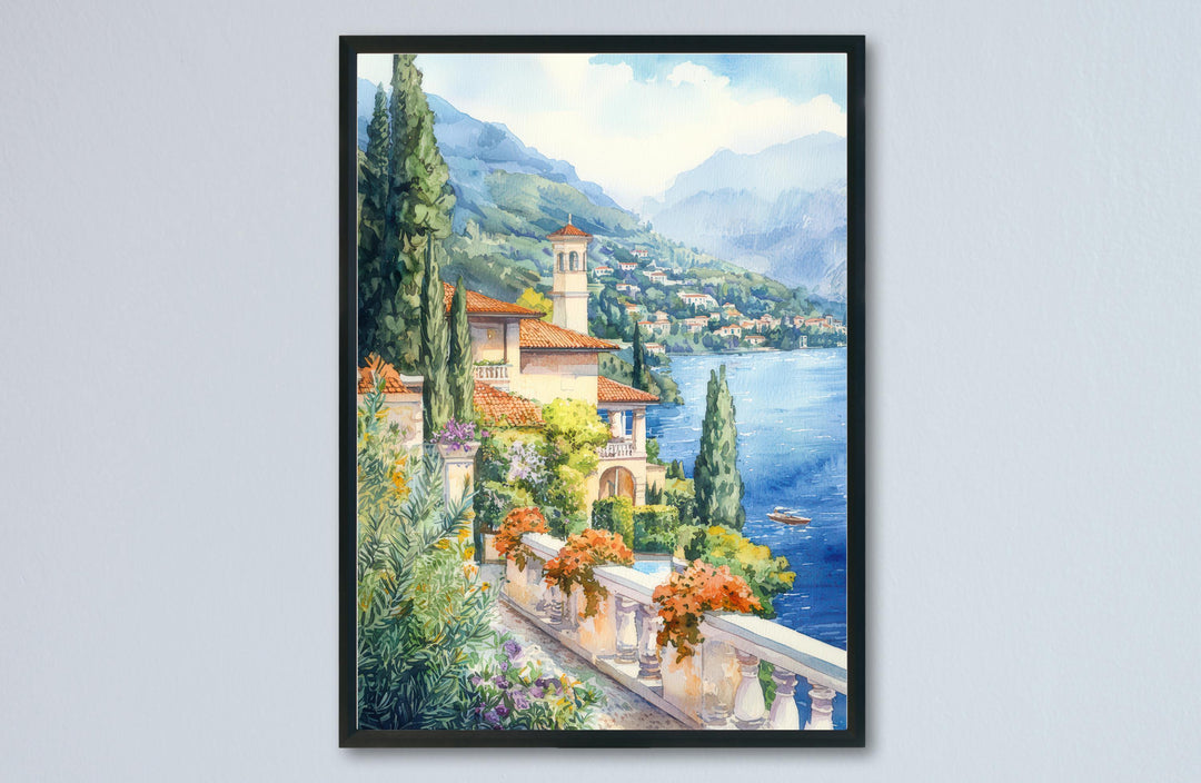 Lake Como Watercolor Poster Lake Como Travel Print Lake Como Wall Art Lake Como Painting Lake Como Souvenir Italy Decor