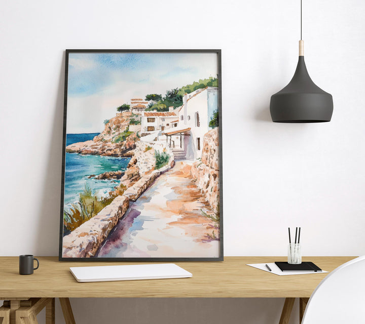 Ibiza Watercolor Poster Ibiza Travel Print Ibiza Wall Art Ibiza Landscape Painting Ibiza Souvenir Spain Island Decor