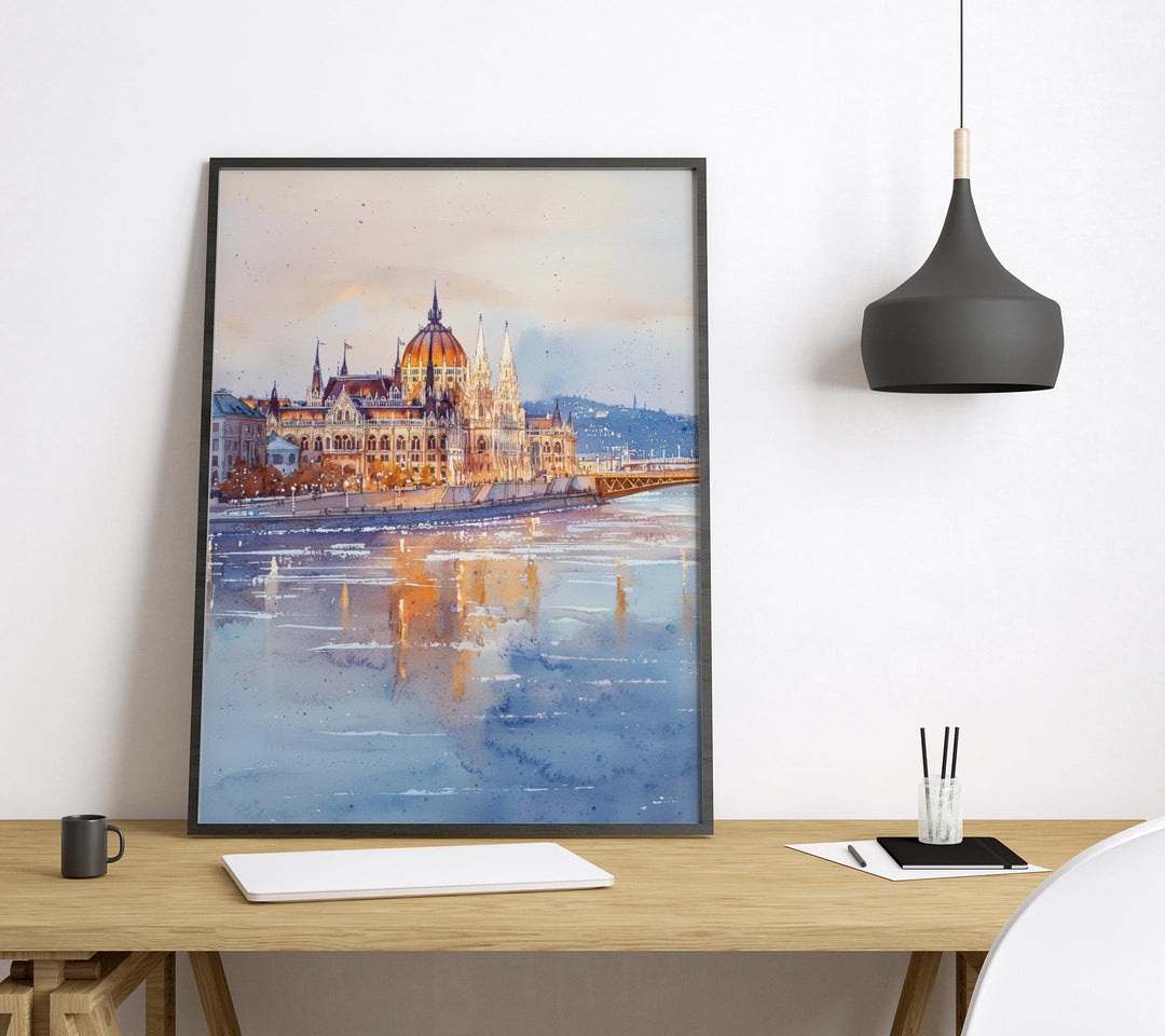 Budapest Watercolor Poster Budapest Travel Print Budapest Wall Art Budapest Cityscape Painting Budapest Souvenir Hungary Decor