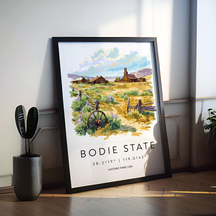 Bodie State Park Watercolor Poster Bodie Ghost Town Print California Wall Art Gold Rush Painting Bodie Decor