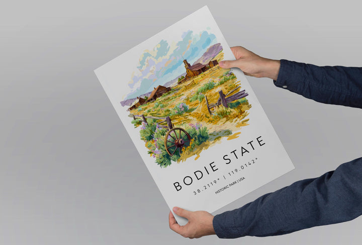 Bodie State Park Watercolor Poster Bodie Ghost Town Print California Wall Art Gold Rush Painting Bodie Decor