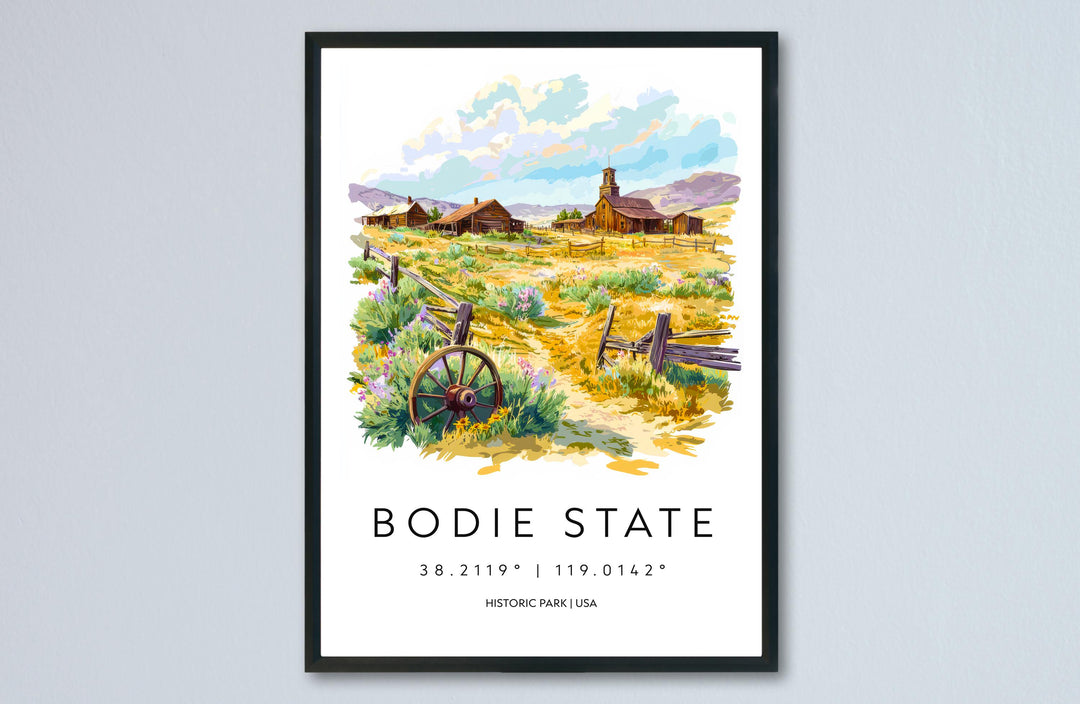 Bodie State Park Watercolor Poster Bodie Ghost Town Print California Wall Art Gold Rush Painting Bodie Decor