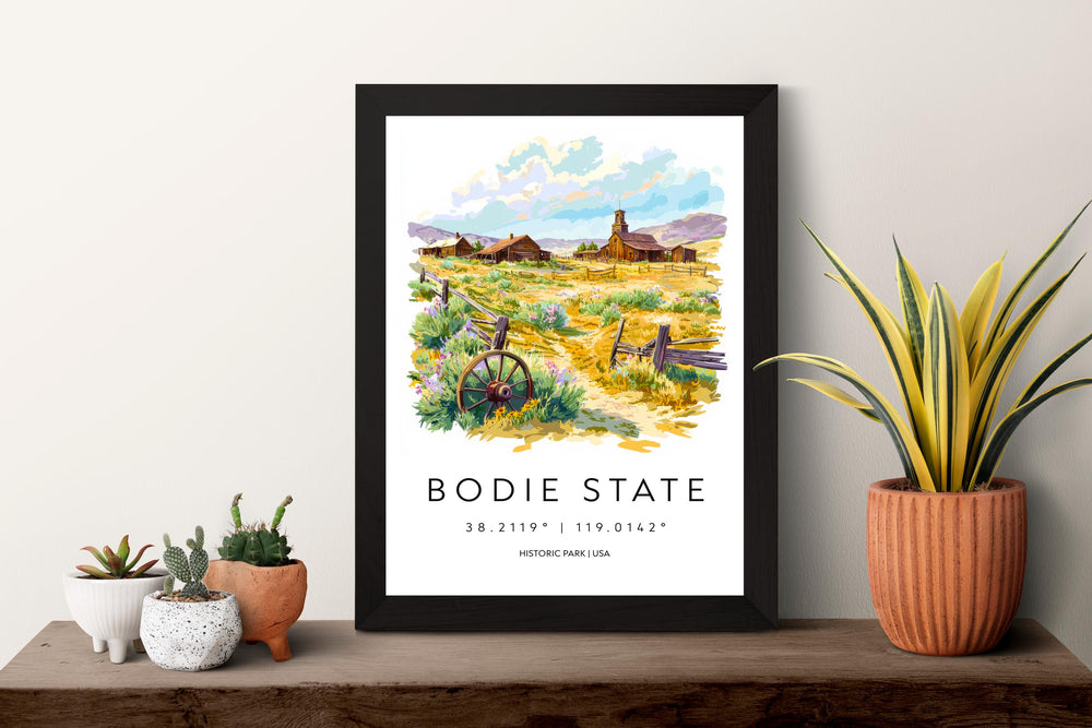 Bodie State Park Watercolor Poster Bodie Ghost Town Print California Wall Art Gold Rush Painting Bodie Decor