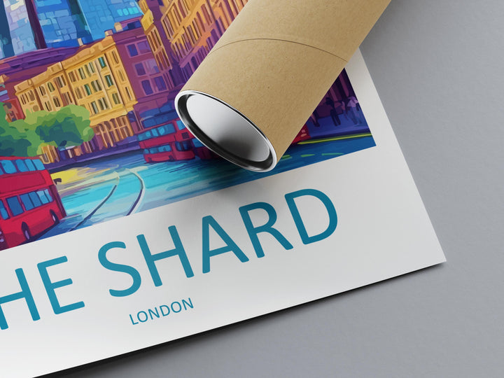 The Shard Travel Poster London Wall Art Modern Landmark Print Cityscape Illustration London Skyline Decor Shard Gift Souvenir Scene