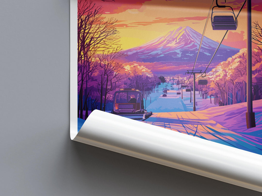 Niseko Travel Poster Japan Wall Art Mountain Resort Print Snowy Landscape Illustration Hokkaido Decor Niseko Gift Souvenir Scene