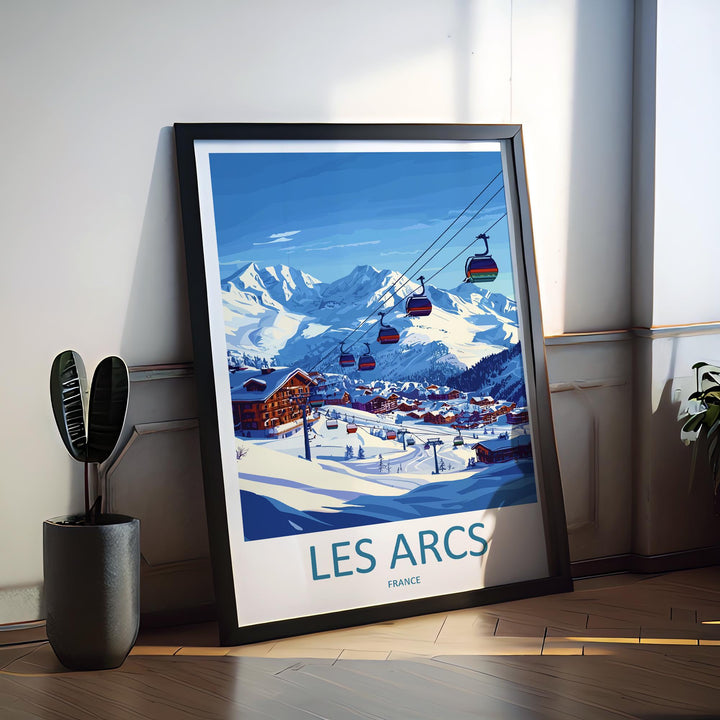 Les Arcs Travel Poster France Wall Art Ski Resort Print Alpine Mountain Illustration Snowy Landscape Decor Les Arcs Gift Souvenir