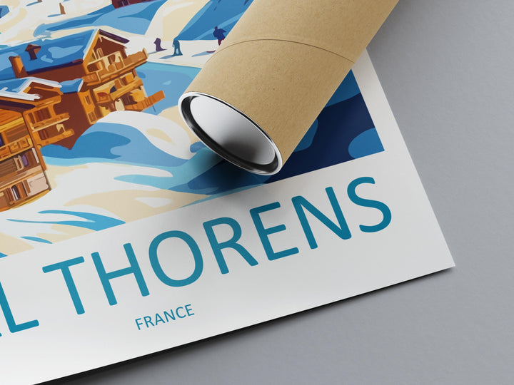 Val Thorens Travel Poster France Wall Art Ski Resort Print Alpine Landscape Illustration Snowy Village Decor Val Thorens Gift Souvenir