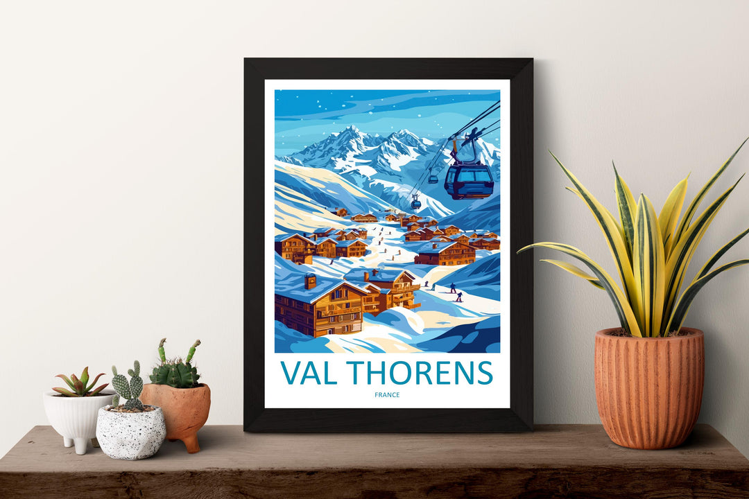 Val Thorens Travel Poster France Wall Art Ski Resort Print Alpine Landscape Illustration Snowy Village Decor Val Thorens Gift Souvenir