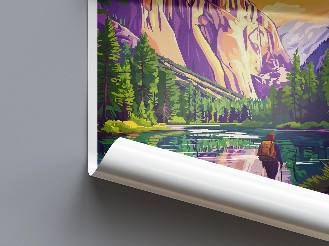 Yosemite Travel Poster National Park Wall Art Mountain Landscape Print Nature Scene Illustration USA Park Decor Yosemite Gift Souvenir