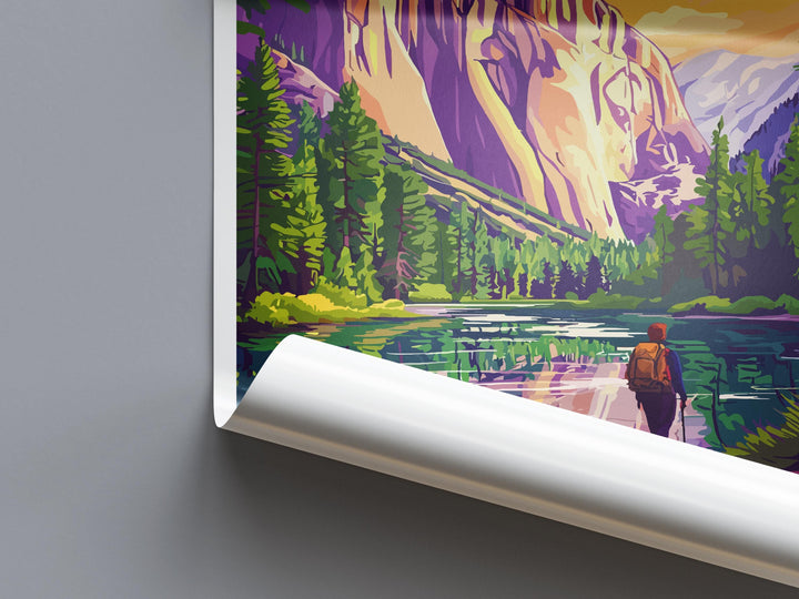 Yosemite Travel Poster National Park Wall Art Mountain Landscape Print Nature Scene Illustration USA Park Decor Yosemite Gift Souvenir