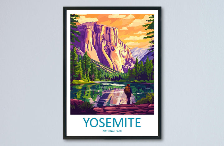 Yosemite Travel Poster National Park Wall Art Mountain Landscape Print Nature Scene Illustration USA Park Decor Yosemite Gift Souvenir