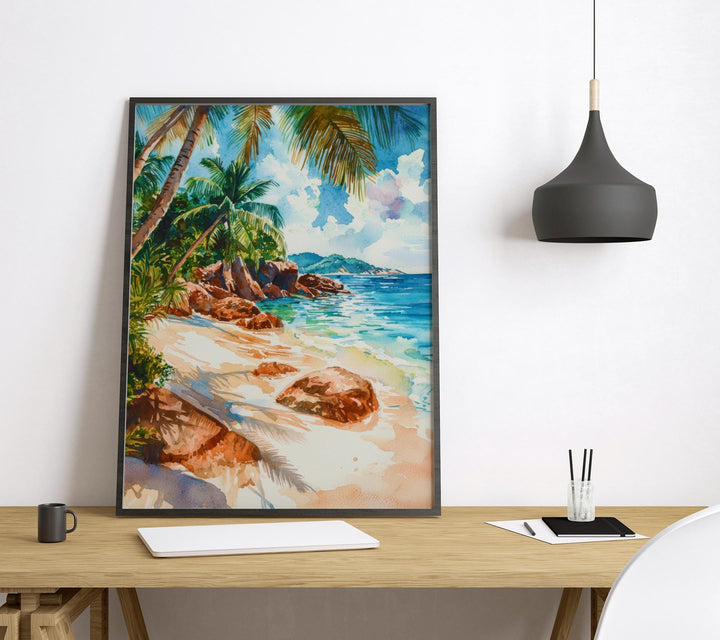 Seychelles Watercolor Poster Seychelles Travel Print Seychelles Island Art Seychelles Beach Decor Seychelles Wall Art