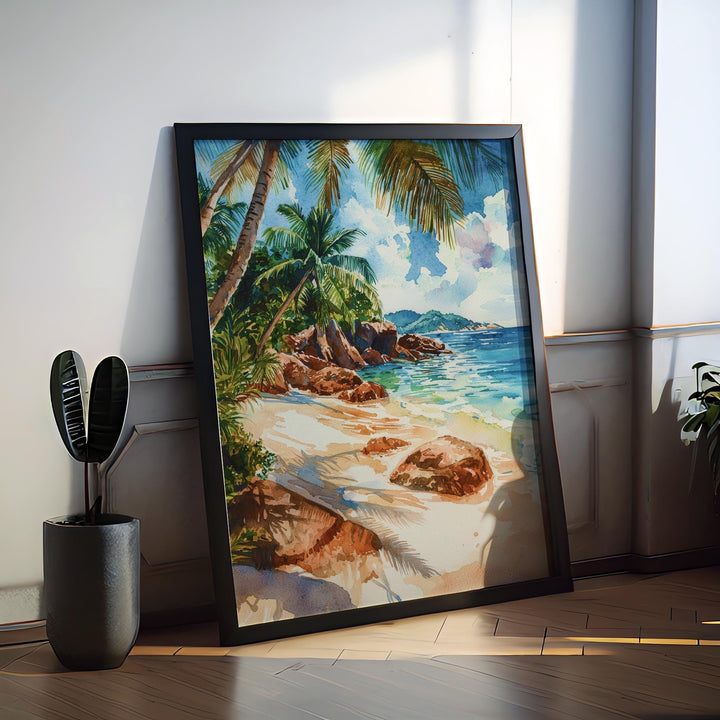 Seychelles Watercolor Poster Seychelles Travel Print Seychelles Island Art Seychelles Beach Decor Seychelles Wall Art