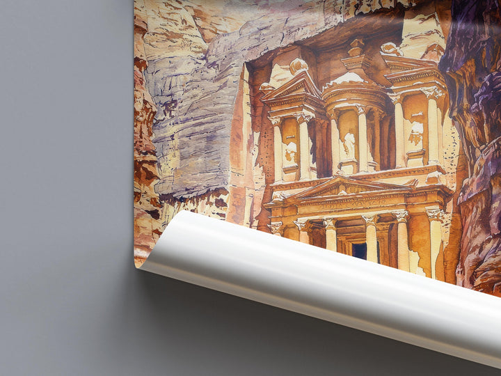 Petra Watercolor Poster Petra Travel Print Petra Jordan Art Petra Ruins Decor Petra Wall Art