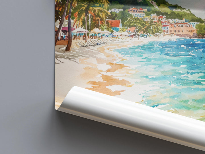 Saint Maarten Watercolor Poster Saint Maarten Travel Print Saint Maarten Island Art Saint Maarten Beach Decor Saint Maarten Wall Art