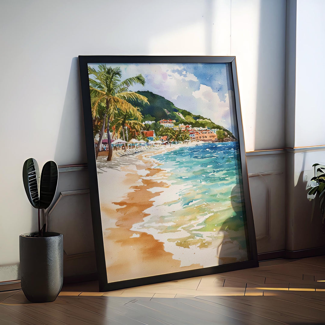 Saint Maarten Watercolor Poster Saint Maarten Travel Print Saint Maarten Island Art Saint Maarten Beach Decor Saint Maarten Wall Art